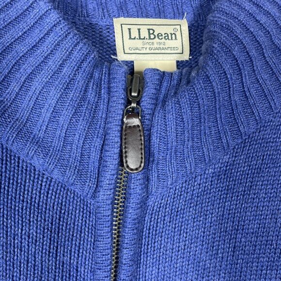 LL Bean Sweater Full Zip Heavy Knit Cotton Smokey Blue Long Sleeve Men's XL! - Picture 2 of 4